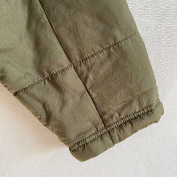 Vintage 90s Bogari Studio Army Green Oversized Silk Boxy Quilted Jacket Size M/L - Picture 11 of 11
